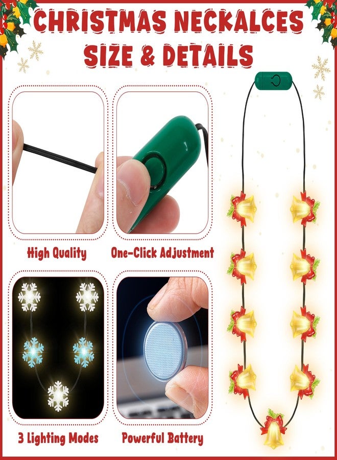 Traplace 5 PCS Light Up Christmas Necklace, Colorful LED Christmas Light Necklaces, 3 Modes Christmas Party Favors, Glowing Xmas Necklace with 9 Glow Bulbs, Xmas Necklaces Decorations for Winter Theme Party Accessories - Image 3